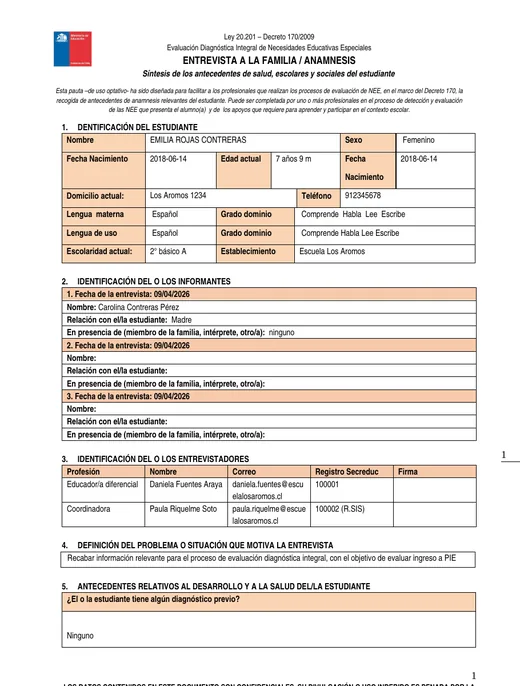 Portada del documento Anamnesis en Word