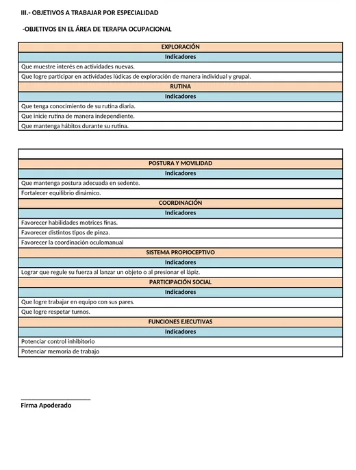 Portada del documento PAI Terapia Ocupacional en Word