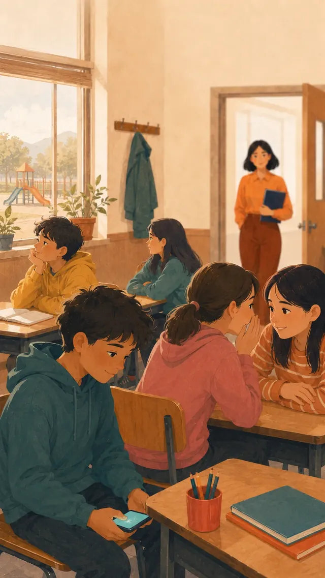 Estudiantes distraídos al inicio de la clase
